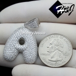 MEN WOMEN 925 STERLING SILVER LAB DIAMOND ICED 26 BUBBLE INITIAL LETTERS PENDANT*SP203