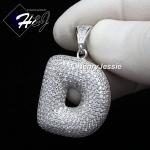 MEN WOMEN 925 STERLING SILVER LAB DIAMOND ICED 26 BUBBLE INITIAL LETTERS PENDANT*SP203