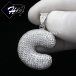MEN WOMEN 925 STERLING SILVER LAB DIAMOND ICED 26 BUBBLE INITIAL LETTERS PENDANT*SP203