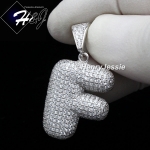 MEN WOMEN 925 STERLING SILVER LAB DIAMOND ICED 26 BUBBLE INITIAL LETTERS PENDANT*SP203