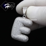 MEN WOMEN 925 STERLING SILVER LAB DIAMOND ICED 26 BUBBLE INITIAL LETTERS PENDANT*SP203