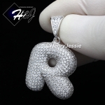 MEN WOMEN 925 STERLING SILVER LAB DIAMOND ICED 26 BUBBLE INITIAL LETTERS PENDANT*SP203