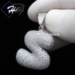 MEN WOMEN 925 STERLING SILVER LAB DIAMOND ICED 26 BUBBLE INITIAL LETTERS PENDANT*SP203