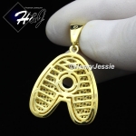 MEN WOMEN 925 STERLING SILVER LAB DIAMOND ICED GOLD 26 BUBBLE INITIAL LETTERS PENDANT*GP203