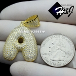 MEN WOMEN 925 STERLING SILVER LAB DIAMOND ICED GOLD 26 BUBBLE INITIAL LETTERS PENDANT*GP203