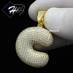 MEN WOMEN 925 STERLING SILVER LAB DIAMOND ICED GOLD 26 BUBBLE INITIAL LETTERS PENDANT*GP203