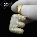MEN WOMEN 925 STERLING SILVER LAB DIAMOND ICED GOLD 26 BUBBLE INITIAL LETTERS PENDANT*GP203