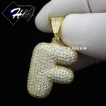 MEN WOMEN 925 STERLING SILVER LAB DIAMOND ICED GOLD 26 BUBBLE INITIAL LETTERS PENDANT*GP203