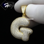 MEN WOMEN 925 STERLING SILVER LAB DIAMOND ICED GOLD 26 BUBBLE INITIAL LETTERS PENDANT*GP203