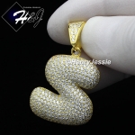 MEN WOMEN 925 STERLING SILVER LAB DIAMOND ICED GOLD 26 BUBBLE INITIAL LETTERS PENDANT*GP203