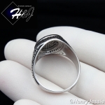 MEN 925 STERLING SILVER BLACK LAB DIAMOND GREEK KEY OVAL RING*SR73