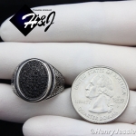 MEN 925 STERLING SILVER BLACK LAB DIAMOND GREEK KEY OVAL RING*SR73