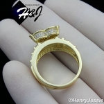 WOMEN 925 STERLING SILVER ICED BLING GOLD HEART SHAPE ENGAGEMENT RING SIZE 6-9*GR88