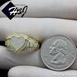 WOMEN 925 STERLING SILVER ICED BLING GOLD HEART SHAPE ENGAGEMENT RING SIZE 6-9*GR88