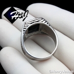 MEN 925 STERLING SILVER RECTANGLE BLACK ONYX MOSAIC RING*SR94