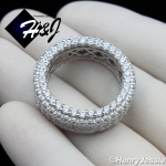 MEN 925 STERLING SILVER FULL ICED LAB DIAMOND 9MM WEDDING BAND RING*SR93