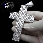 MEN 14K WHITE GOLD FINISH ICED BLING OVERSIZE SILVER CROSS CHARM PENDANT*BP1