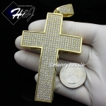 MEN 14K GOLD FINISH ICED BLING OVERSIZE GOLD CROSS CHARM PENDANT*BGP1
