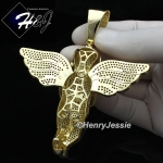 MEN 14K GOLD FINISH ICED BLING OVERSIZE GOLD ANGEL WING PENDANT*BGP3