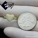 WOMEN 925 STERLING SILVER ICED BLING GOLD HEART SHAPE ENGAGEMENT RING SIZE 5-9*GR100