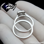WOMEN 925 STERLING SILVER ICED BLING SQUARE ENGAGEMENT RING SET SIZE 5-9*SR101
