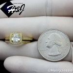 WOMEN 925 STERLING SILVER ICED BLING GOLD SQUARE ENGAGEMENT RING SET SIZE 5-9*GR101