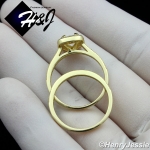 WOMEN 925 STERLING SILVER ICED BLING GOLD SQUARE ENGAGEMENT RING SET SIZE 5-9*GR101