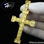 MEN 925 STERLING SILVER LAB DIAMOND ICED BLING GOLD HIP HOP CROSS PENDANT*GP15