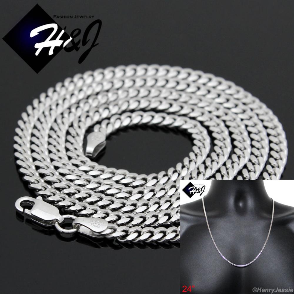 20"24"30"MEN WOMEN 925 STERLING SILVER 3.5MM MIAMI CUBAN CURB LINK CHAIN NECKLACE*SN4