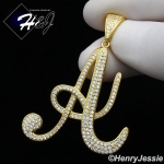 MEN 925 STERLING SILVER LAB DIAMOND ICED OUT BLING GOLD 26 INITIAL LETTERS CHARM PENDANT*GP220