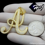 MEN 925 STERLING SILVER LAB DIAMOND ICED OUT BLING GOLD 26 INITIAL LETTERS CHARM PENDANT*GP220