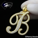 MEN 925 STERLING SILVER LAB DIAMOND ICED OUT BLING GOLD 26 INITIAL LETTERS CHARM PENDANT*GP220