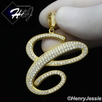 MEN 925 STERLING SILVER LAB DIAMOND ICED OUT BLING GOLD 26 INITIAL LETTERS CHARM PENDANT*GP220
