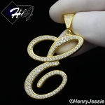 MEN 925 STERLING SILVER LAB DIAMOND ICED OUT BLING GOLD 26 INITIAL LETTERS CHARM PENDANT*GP220