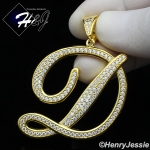 MEN 925 STERLING SILVER LAB DIAMOND ICED OUT BLING GOLD 26 INITIAL LETTERS CHARM PENDANT*GP220