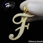 MEN 925 STERLING SILVER LAB DIAMOND ICED OUT BLING GOLD 26 INITIAL LETTERS CHARM PENDANT*GP220
