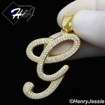 MEN 925 STERLING SILVER LAB DIAMOND ICED OUT BLING GOLD 26 INITIAL LETTERS CHARM PENDANT*GP220