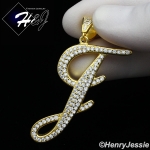 MEN 925 STERLING SILVER LAB DIAMOND ICED OUT BLING GOLD 26 INITIAL LETTERS CHARM PENDANT*GP220