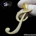 MEN 925 STERLING SILVER LAB DIAMOND ICED OUT BLING GOLD 26 INITIAL LETTERS CHARM PENDANT*GP220