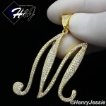MEN 925 STERLING SILVER LAB DIAMOND ICED OUT BLING GOLD 26 INITIAL LETTERS CHARM PENDANT*GP220