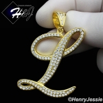 MEN 925 STERLING SILVER LAB DIAMOND ICED OUT BLING GOLD 26 INITIAL LETTERS CHARM PENDANT*GP220