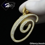 MEN 925 STERLING SILVER LAB DIAMOND ICED OUT BLING GOLD 26 INITIAL LETTERS CHARM PENDANT*GP220