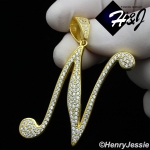 MEN 925 STERLING SILVER LAB DIAMOND ICED OUT BLING GOLD 26 INITIAL LETTERS CHARM PENDANT*GP220
