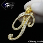 MEN 925 STERLING SILVER LAB DIAMOND ICED OUT BLING GOLD 26 INITIAL LETTERS CHARM PENDANT*GP220
