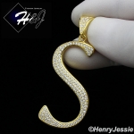 MEN 925 STERLING SILVER LAB DIAMOND ICED OUT BLING GOLD 26 INITIAL LETTERS CHARM PENDANT*GP220