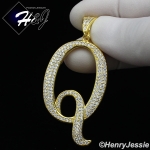 MEN 925 STERLING SILVER LAB DIAMOND ICED OUT BLING GOLD 26 INITIAL LETTERS CHARM PENDANT*GP220