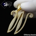 MEN 925 STERLING SILVER LAB DIAMOND ICED OUT BLING GOLD 26 INITIAL LETTERS CHARM PENDANT*GP220
