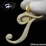 MEN 925 STERLING SILVER LAB DIAMOND ICED OUT BLING GOLD 26 INITIAL LETTERS CHARM PENDANT*GP220