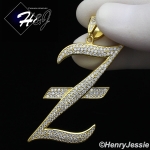 MEN 925 STERLING SILVER LAB DIAMOND ICED OUT BLING GOLD 26 INITIAL LETTERS CHARM PENDANT*GP220