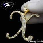 MEN 925 STERLING SILVER LAB DIAMOND ICED OUT BLING GOLD 26 INITIAL LETTERS CHARM PENDANT*GP220
